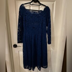 Miusol Navy Floral Lace Long Sleeve Dress NWOT